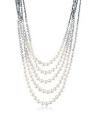 AZ Collection - Gray Multi-strand Long Bead Necklace - Lyst