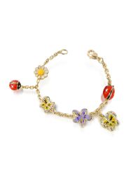 AZ Collection | Metallic Garden Line - Enamel Gold Plated Charm Bracelet | Lyst