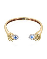 Bernard Delettrez - Metallic Brass Hand Necklace With Eye - Lyst