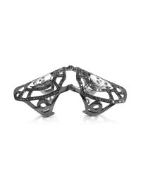 Bernard Delettrez - Metallic Gold And Black Diamonds Shield With Skull Articulated Ring - Lyst