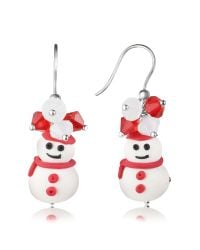 Dolci Gioie - White Snowman Pendant Earrings With Crystals - Lyst