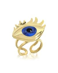 Bernard Delettrez - Metallic Blue Enamel Eye Bronze Ring - Lyst