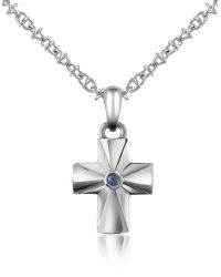 FORZIERI | Metallic Central Sapphire Stainless Steel Cross Pendant Necklace | Lyst