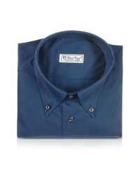 FORZIERI | Blue Roses - Solid Blue Button Down Cotton Dress Shirt for Men | Lyst