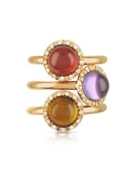 Mia & Beverly - Pink Gemstone And Diamond 18k Rose Gold Ring - Lyst