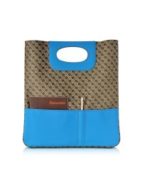 Gherardini - Blue Julieta Millerighe Fabric And Eco Leather Flat Tote Bag - Lyst