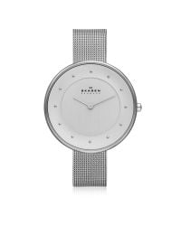 Skagen - Metallic Gitte Stainless Steel Round Case W/mesh Strap Women's Watch - Lyst
