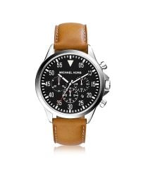 Michael Kors - Brown Gage Leather Chronograph Watch for Men - Lyst