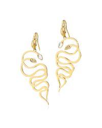 Just Cavalli | Metallic Just Medusa Golden Steel Earrings W/crystals | Lyst