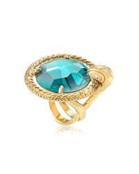 Just Cavalli - Metallic Just Queen Crystal Golden Ring - Lyst
