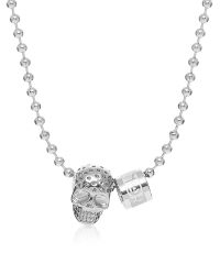 Northskull - Metallic Silver Perforated Skull Pendant W/ Logo Wheel & Ball Necklace for Men - Lyst