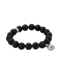 Northskull - Matte Black Onyx/gold Skull Bracelet With Black Crystal for Men - Lyst