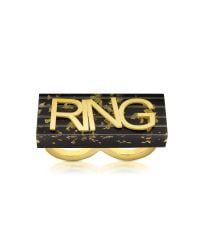 MM6 by Maison Martin Margiela - Metallic Black & Gold Resin Ring - Lyst