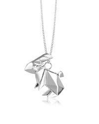 Origami Jewellery - Metallic Sterling Silver Rabbit Pendant Long Necklace - Lyst