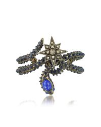 Roberto Cavalli - Snake Star Bracelet W/blue Stone - Lyst