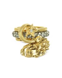 Roberto Cavalli | Metallic Circus Golden Metal Ring W/crystals | Lyst