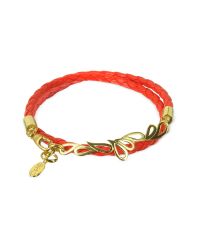 Sho London - Red Mari Fiendship Silver Vermail & Leather Double Bracelet - Lyst