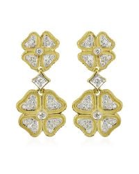 Torrini - Green Quadrifoglio Diamond Four-leaf Clover 18k Gold Earrings - Lyst