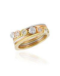 Torrini | Metallic Bezel-set Diamond Three-tone 18k Gold Stackable Ring - Set Of Six | Lyst