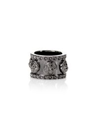 Versus - Multicolor Multi Lion Head Debossed Stud Ring Ruthenium - Lyst