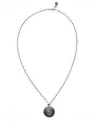 Versus - Metallic Lion Head Disk Necklace Ruthenium - Lyst