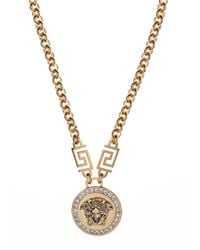 Versace | Metallic Medusa Head Crystal Necklace | Lyst