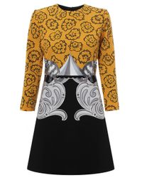 Lyst Victoria Beckham Long Sleeve Combo Shift Dress Victoria Beckham
