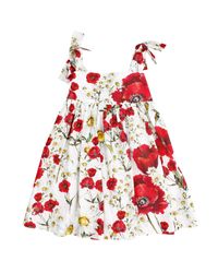 Dolce & Gabbana | Multicolor Abito Bretelle Cotone Stampa Papaveri | Lyst