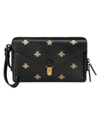 Gucci Bee Star Leather Men&#39;s Bag in Black - Lyst