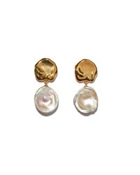 Lizzie Fortunato - Metallic Coin Reflection Freshwater Pearl Earrings - Lyst