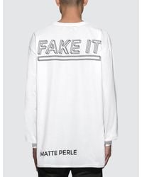 Matte Perle White Oversized Fake L/s T-shirt for men