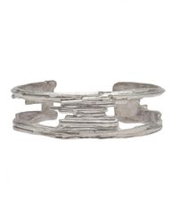 1-100 - Metallic Sterling Silver Cut Out Cuff (m) - Lyst
