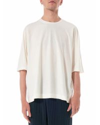 Homme Plissé Issey Miyake | White Relaxed Round Neck Tee for Men | Lyst