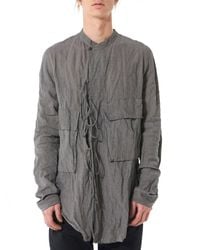 Ziggy Chen - Gray Laced Crepe-knit Shirt - Lyst