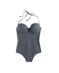 J.Crew | Blue Dd-cup Italian Matte Knotted Underwire One-piece Swimsuit | Lyst