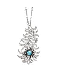 London Road Jewellery - Multicolor Portobello White Gold Diamond And Blue Zircon Peacock Pendant - Lyst