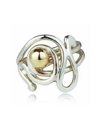 Lavan - Metallic Handmade Gold And Silver Contemporary Wire Work Ring - Lyst