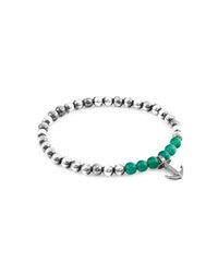 Anchor & Crew - Multicolor Green Agate Keel Silver And Stone Bracelet for Men - Lyst