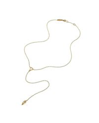 Anahita Jewelry - Metallic 18kt Yellow Gold Lariat Necklace With Pave Set Diamond Tri - Lyst