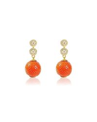 Latelita London - Multicolor Stingray Ball Earring Bright Orange - Lyst