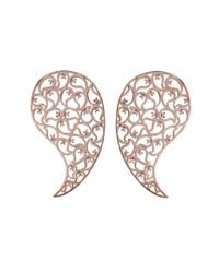 Sonal Bhaskaran - Metallic Jaali Rose Gold Paisley Earrings With Clear Cubic Zirconia - Lyst