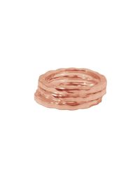 Murkani Jewellery - Pink Free Layering Ring (set Of 3) In Rose Gold Plate - Lyst