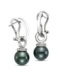 Isaac Westman - Multicolor Black Tahitian Pearl And Diamond Earrings - 30mm - Lyst