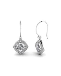 Diamoire Jewels - Metallic Kite Halo Drop Earrings In 10kt White Gold - Lyst