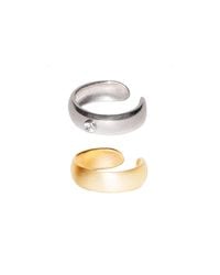 Dutch Basics - Metallic Pair Small Ear Cuffs In Silver & Gold Plating - Lyst