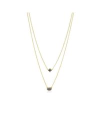 Freida Rothman - Metallic Two Tone Double Drop Clover Pave Oval Necklace - Lyst