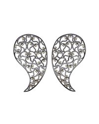 Sonal Bhaskaran - Multicolor Jaali Ruthenium & Yellow Cubic Zirconia Paisley Earrings - Lyst