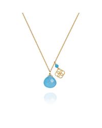 Perle de Lune - Multicolor Blue Jade Drop And Daisy Pendant 18kt Gold - Lyst