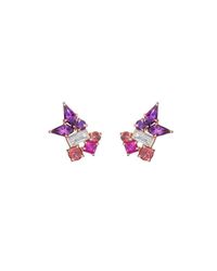 Madstone Design - Pink Melting Ice Baguette Diamond Amethyst Kite Stud - Lyst