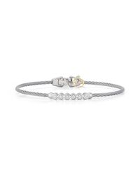 Alor - Gray Classique Bangle Grey Cable With Bezel Set Diamonds - Lyst